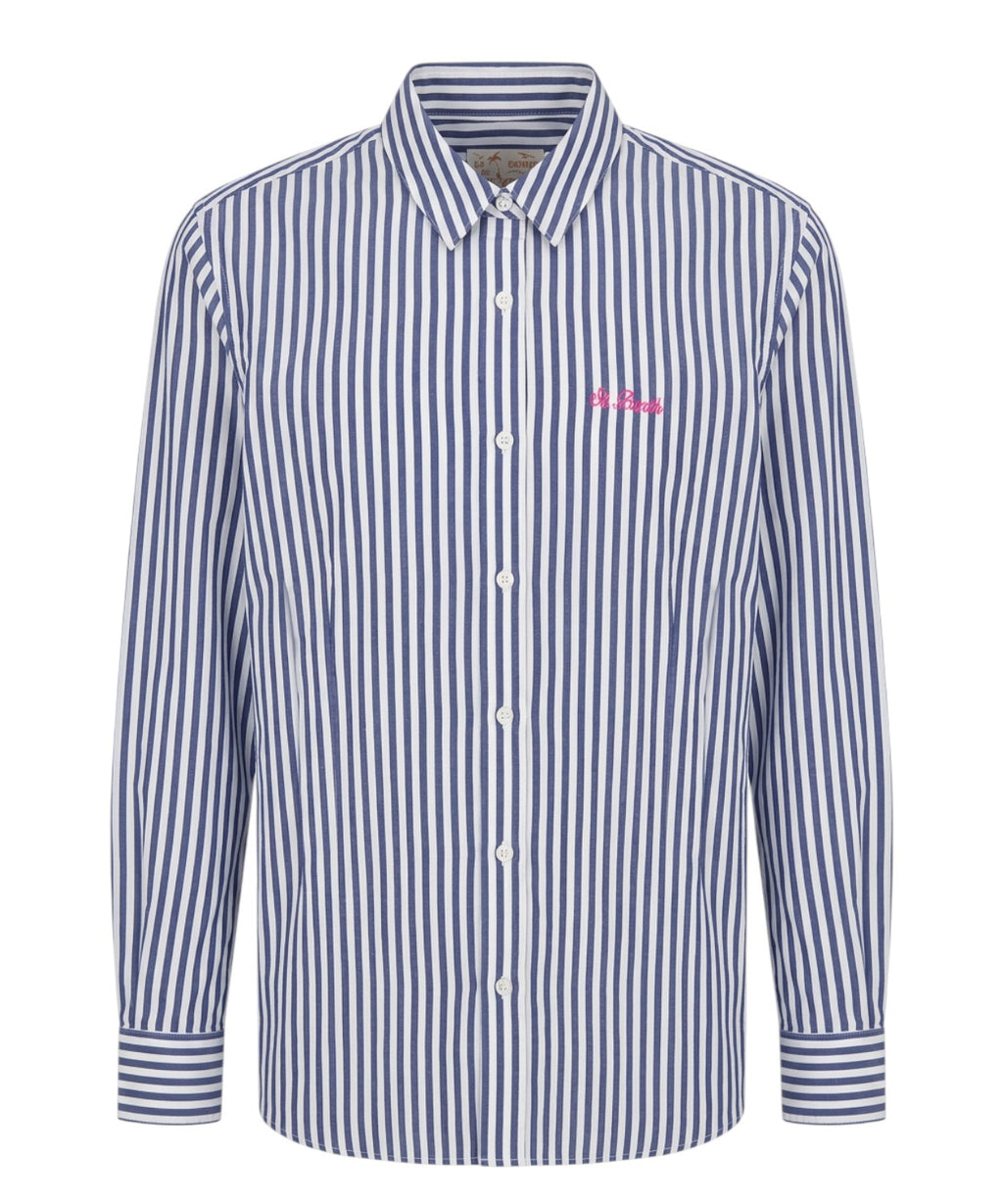 Camicia Brigitte i bomuldspoplin med Labubu broderi