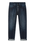 Dondup Koons Jeans Loose Fit Denim z guzikiem biżuteryjnym
