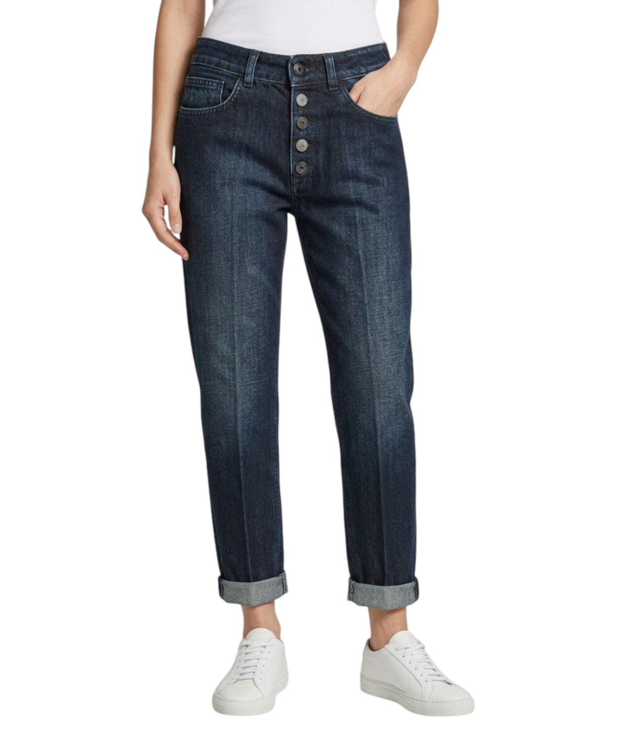 Dondup Koons Jeans Loose Fit Denim med Smykkeknapper