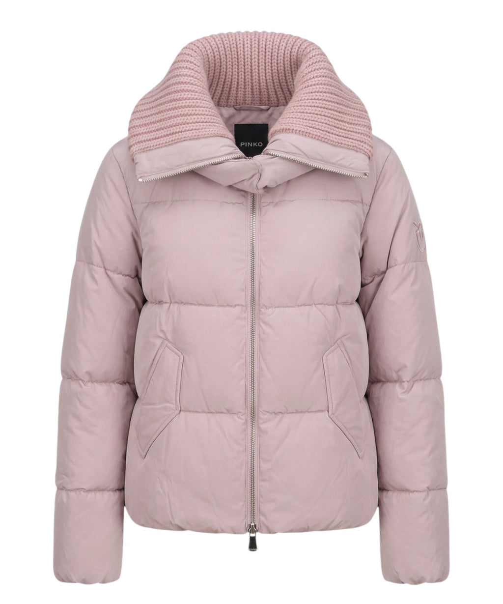 Pinko Dianthus Down Jacket with Padding and Knit Collar