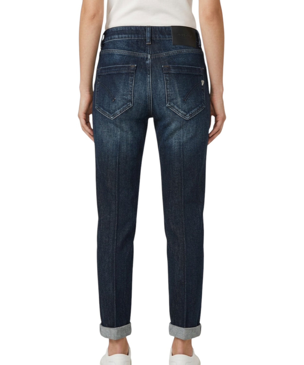 Dondup Koons Jeans Loose Fit Denim z guzikiem biżuteryjnym