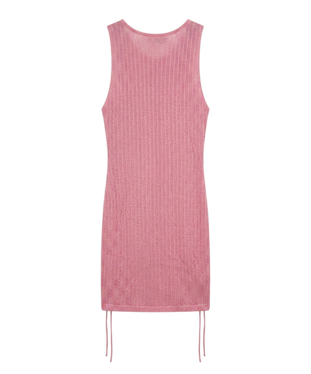 Sleeveless Midi Dress in Lurex with Drawstring
