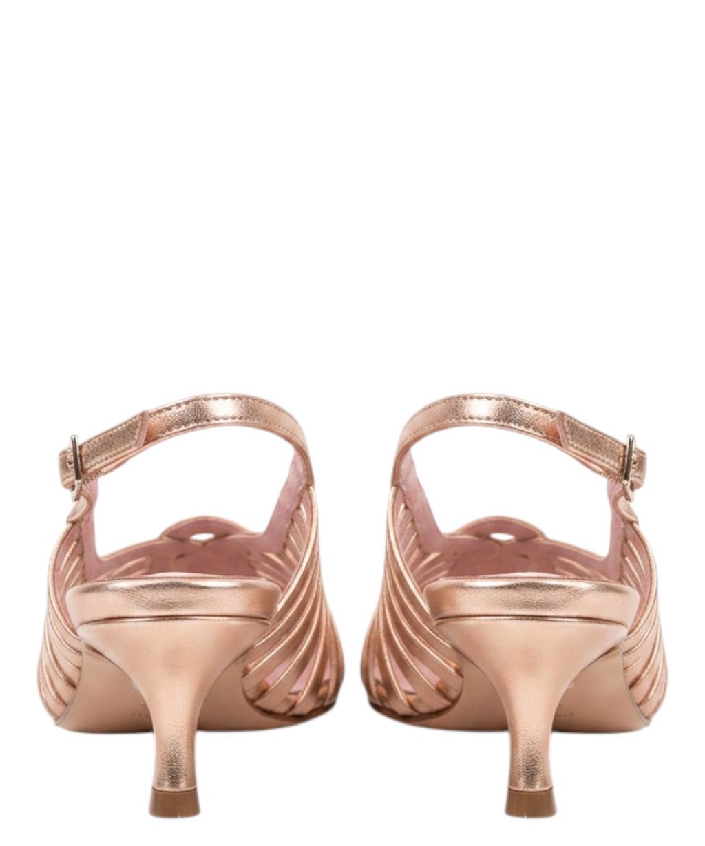 Elegant Women's Slingbacks in Laminated Leather with Weaving Detail