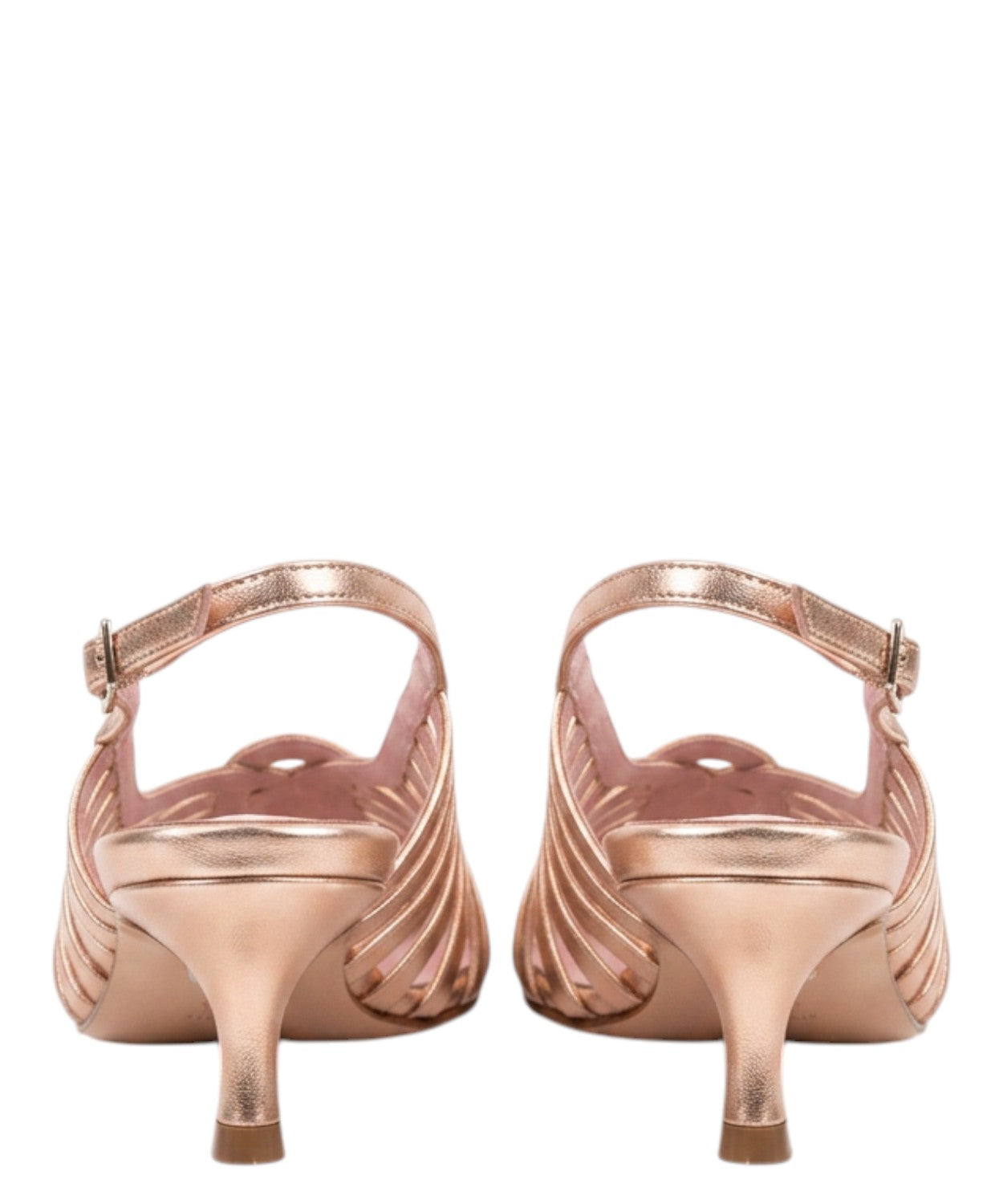 Elegant Women's Slingbacks in Laminated Leather with Weaving Detail