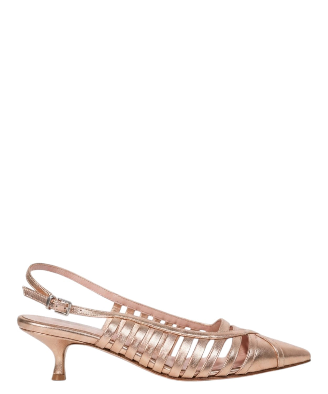 Elegant Women's Slingbacks in Laminated Leather with Weaving Detail