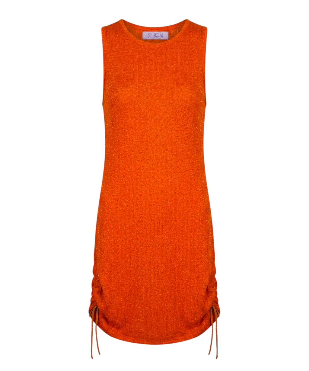 Sleeveless Midi Lurex Dress with Drawstring
