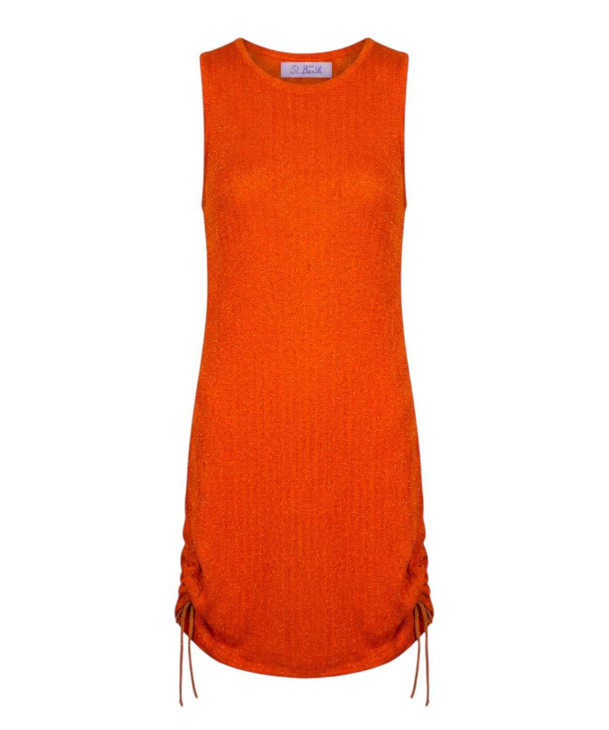 Sleeveless Midi Lurex Dress with Drawstring