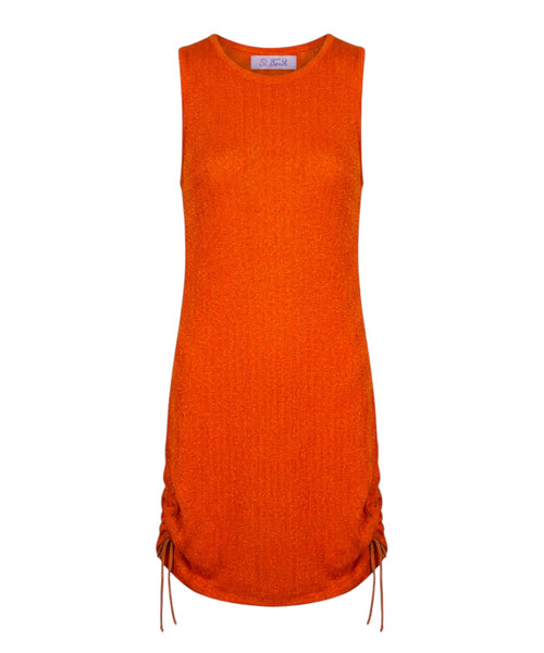 Sleeveless Midi Lurex Dress with Drawstring