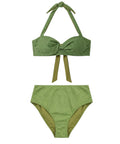 Women's Lurex Bikini with Knot Top and High Waist