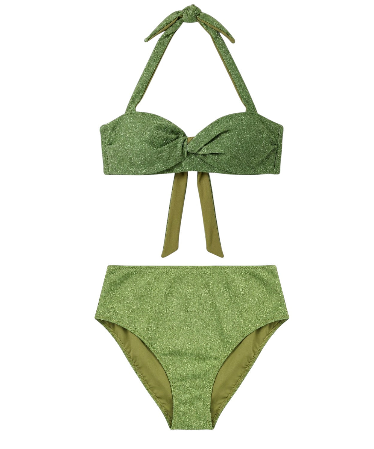 Bikini Lurex Dames met Knooptop en Hoge Taille