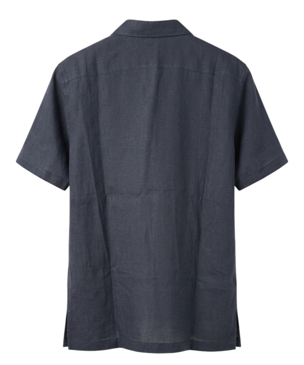 Men's Linen Shirt with Short Sleeves - Alpha Studio