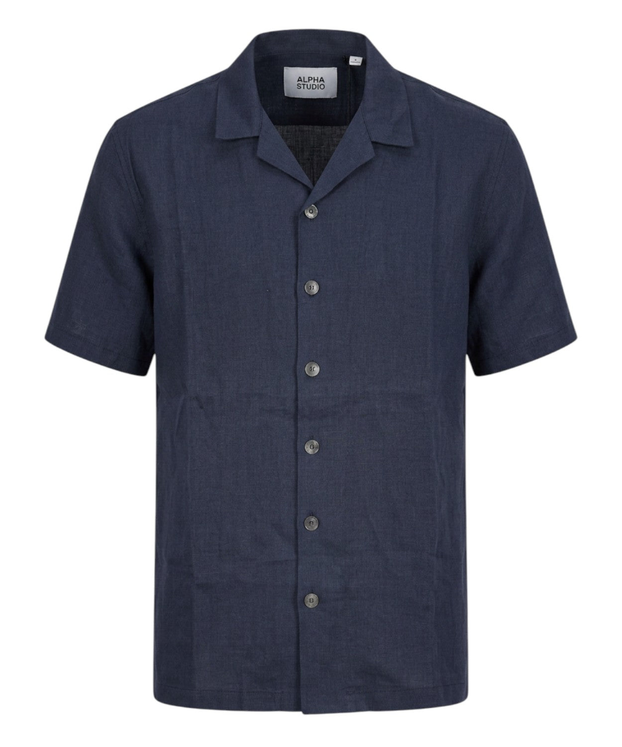 Men's Linen Shirt with Short Sleeves - Alpha Studio