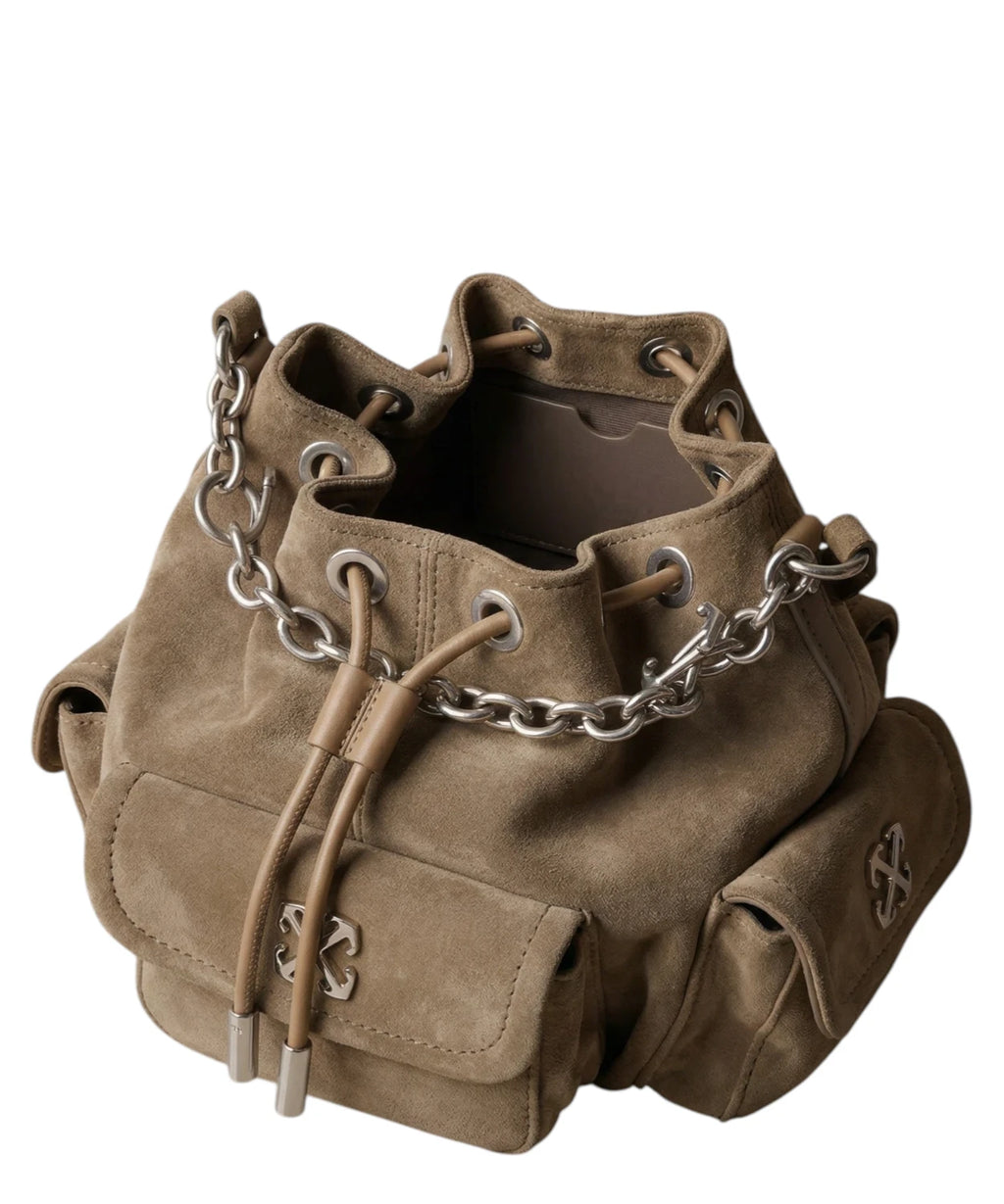 Off White Dumbo.B Suede Leather Chain Bucket Bag