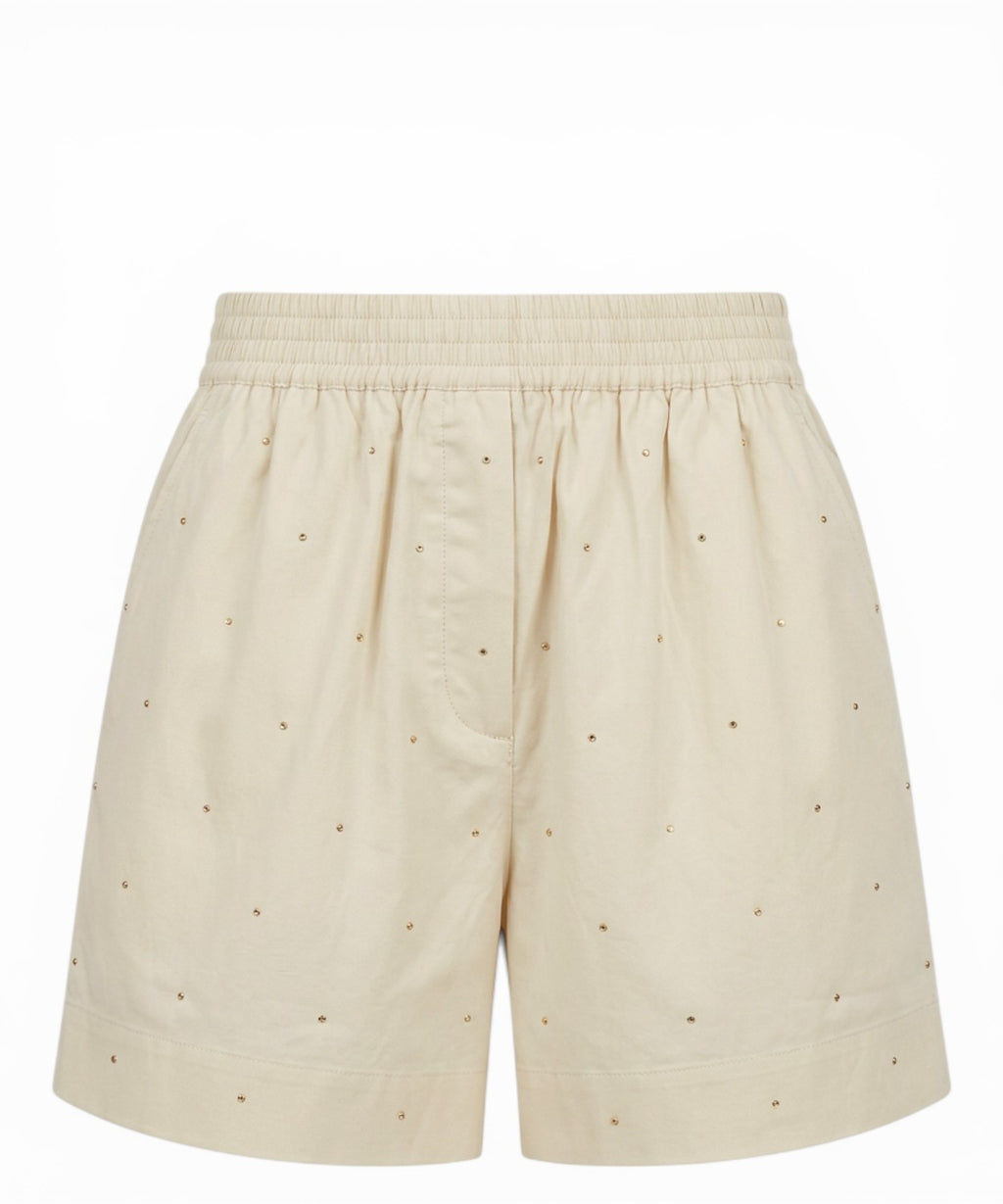 Women's shorts MC2 Saint Barth cotton with applied rhinestones