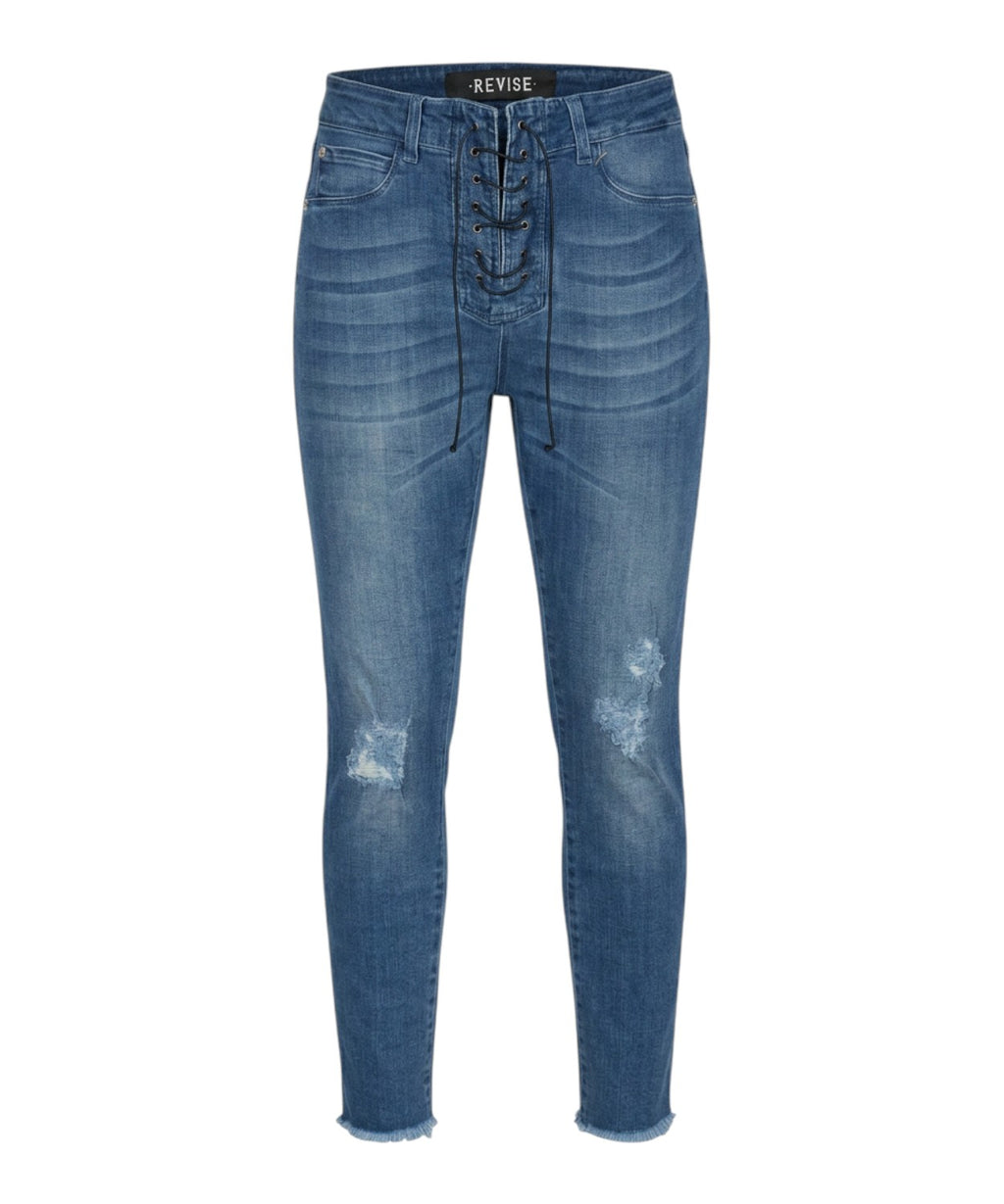 Damejeans Revise skinny med snørre