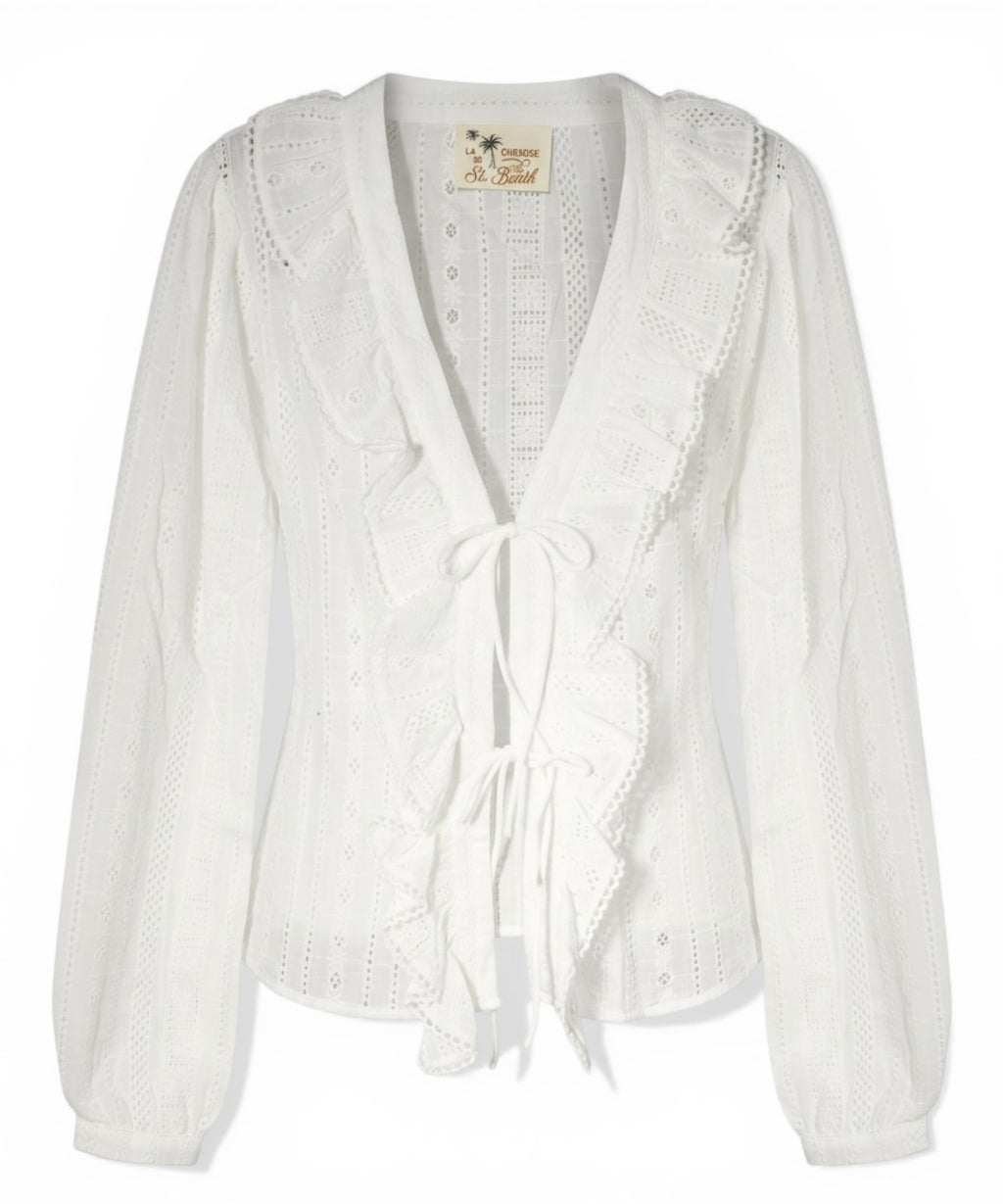 MC2 Saint Barth blouse in sangallo lace with ties