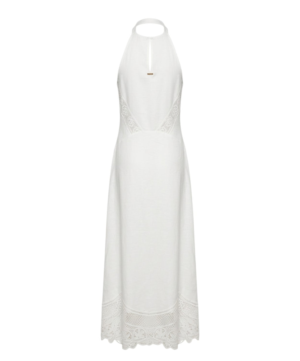 Vestido largo sin mangas Twinset con inserciones de encaje