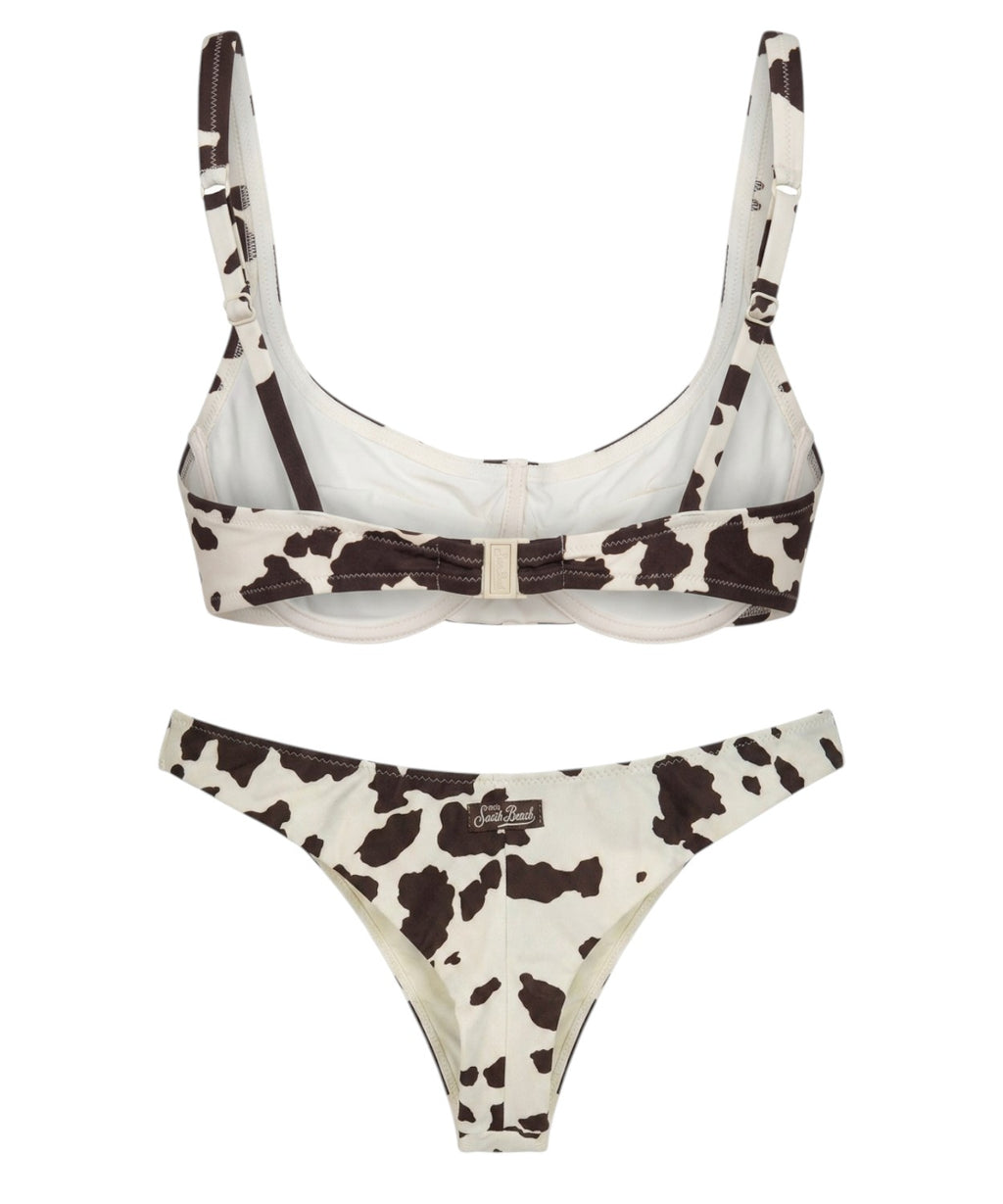 Women's MC2 Saint Barth bikini with underwire and cow print