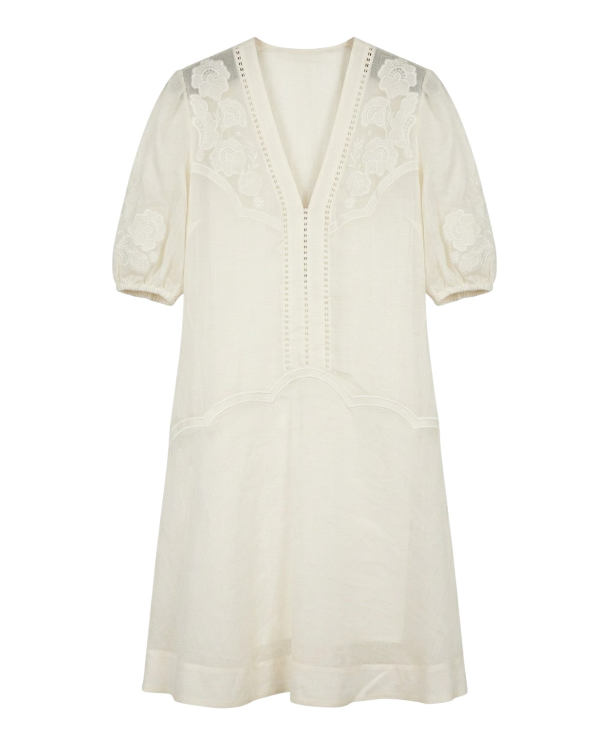 Abito Corto Twinset con Inserti in Pizzo e Cintura