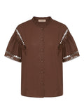 Blusa Twinset con maniche volant e inserti macramè