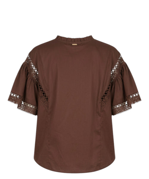 Blusa Twinset con maniche volant e inserti macramè