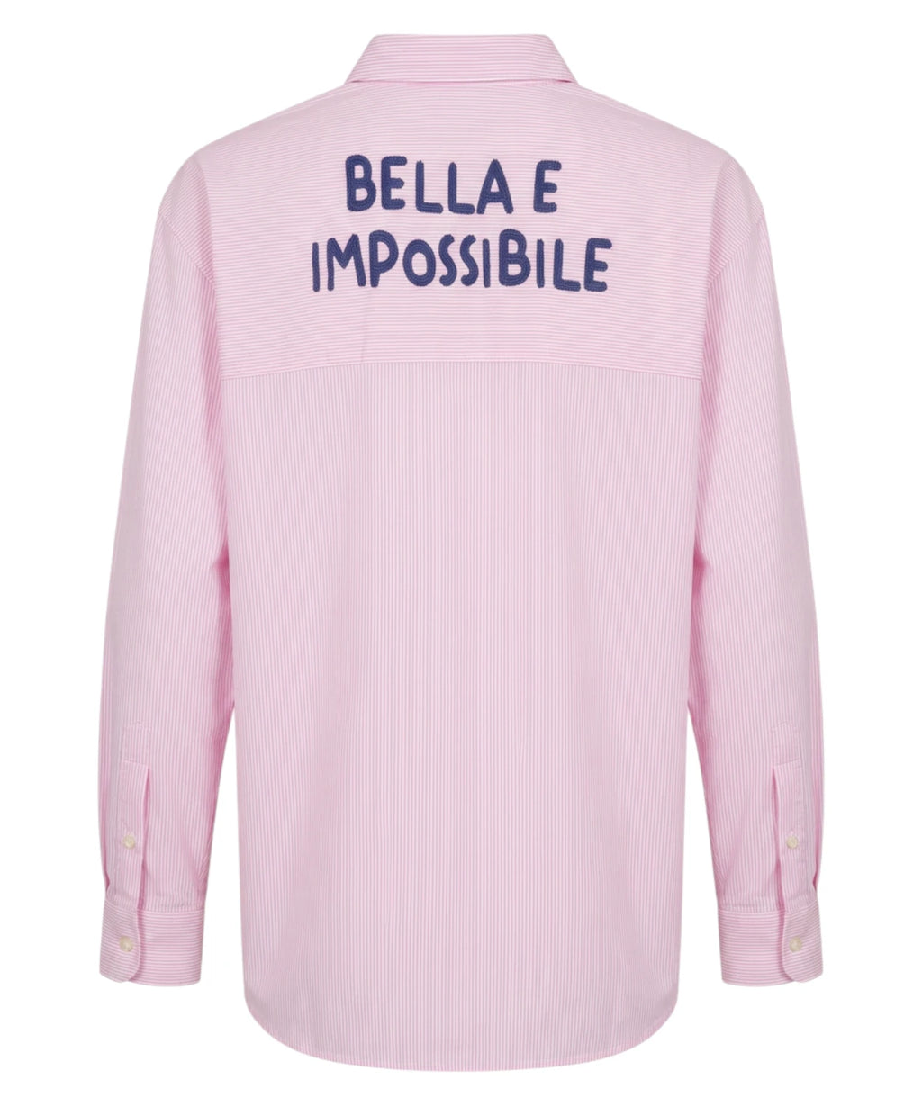 Camicia Brigitte i poplin med broderi Bella e Impossibile