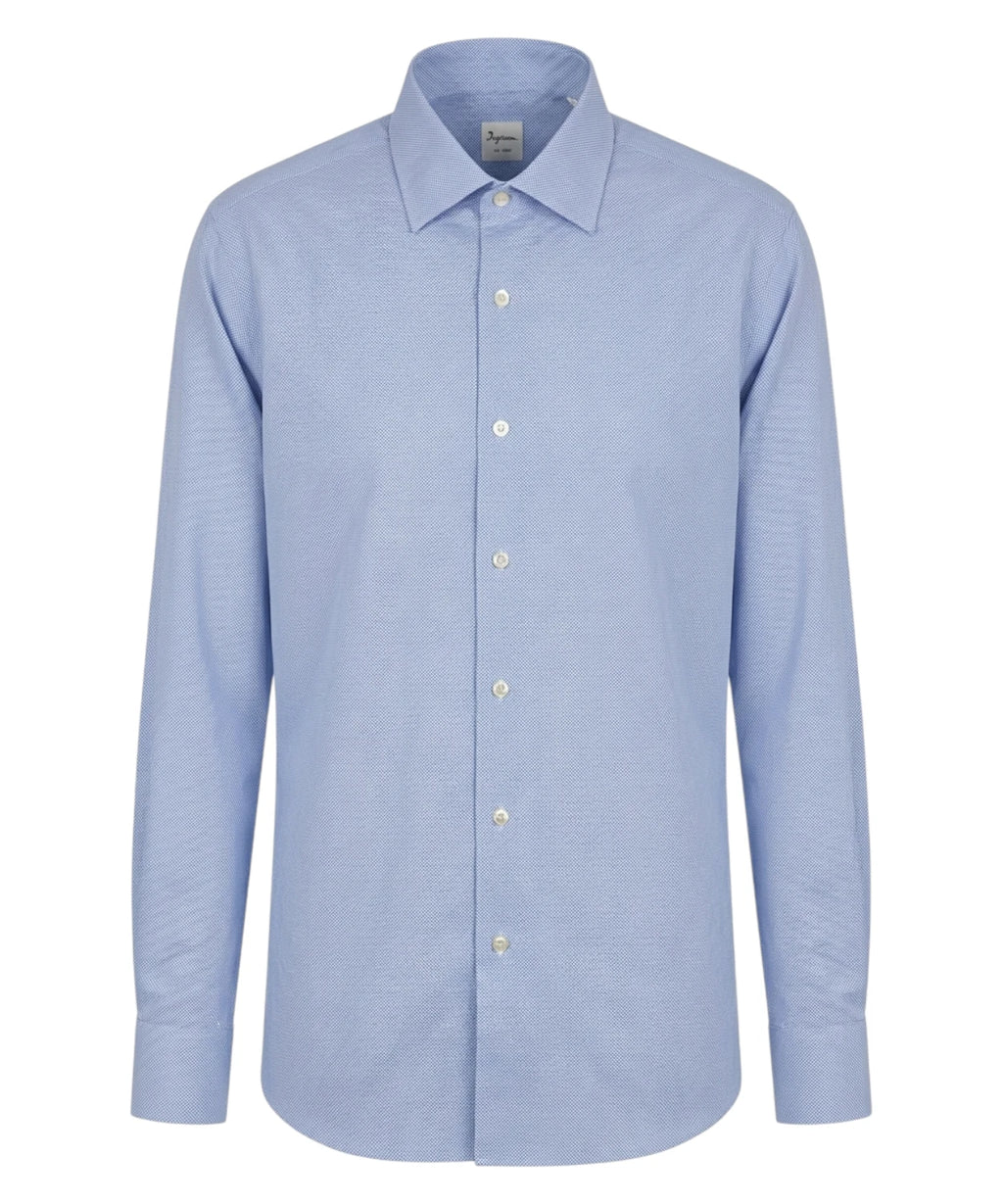 Men's Ingram light blue stretch shirt with micro-pattern