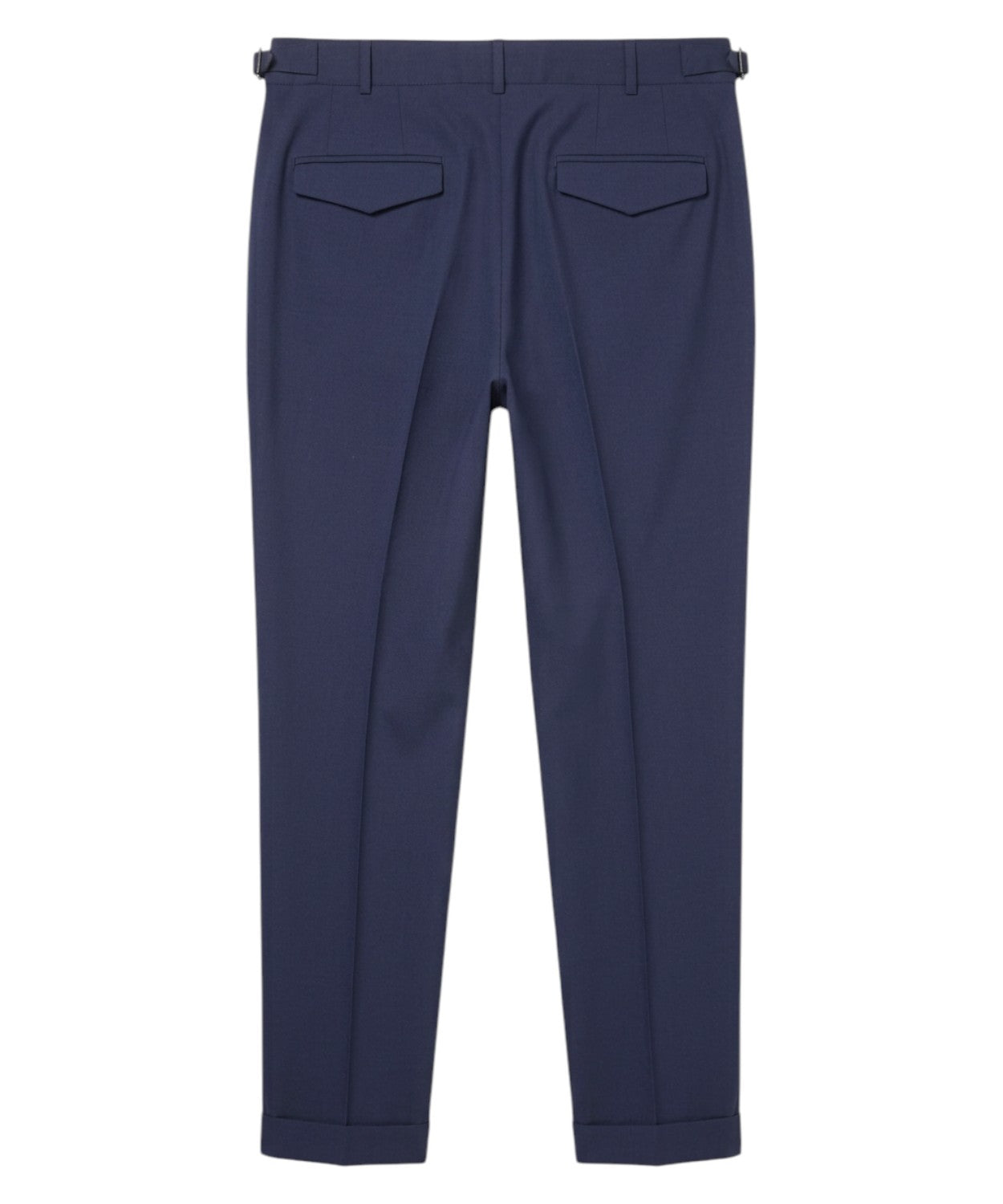 Men's Blue Stretch Wool Trousers with Pleats