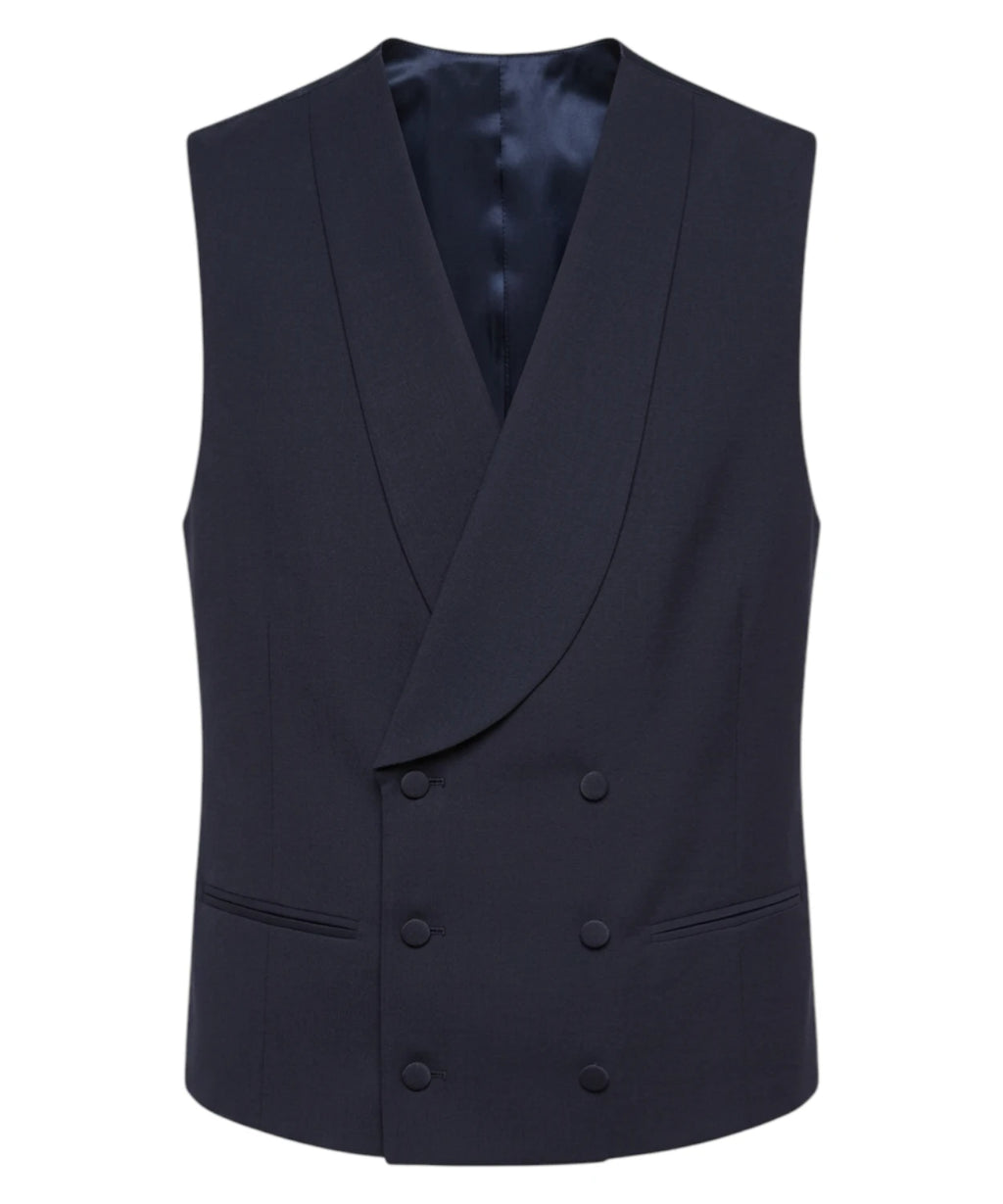 Men's Three-Piece Blue Suit with Elegant Waistcoat