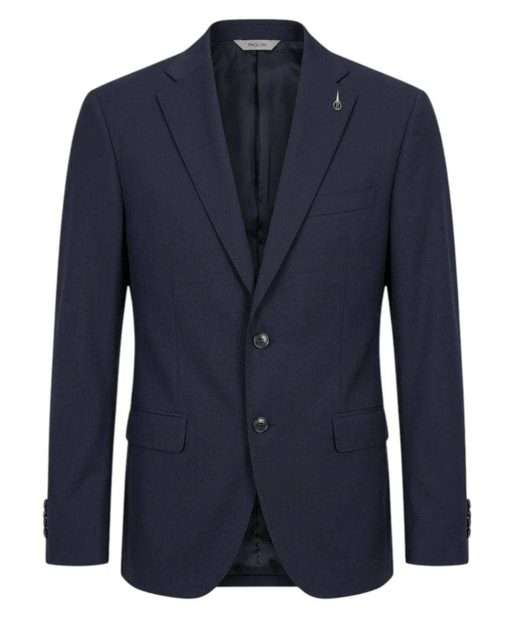 Men's Blue Three-Piece Suit with Elegant Waistcoat