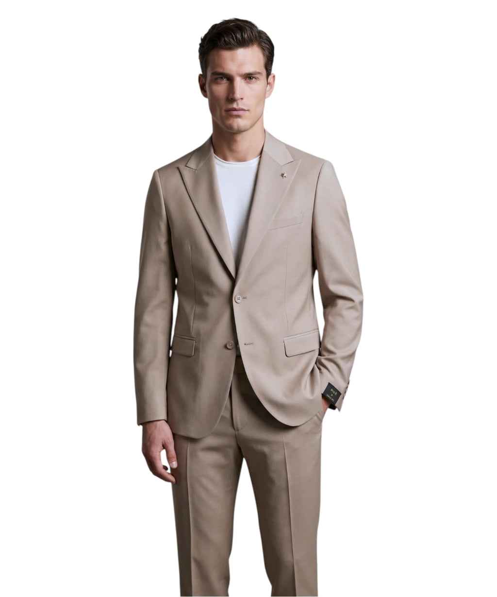 Elegante greige jurk van Fresco Lana Stretch voor heren