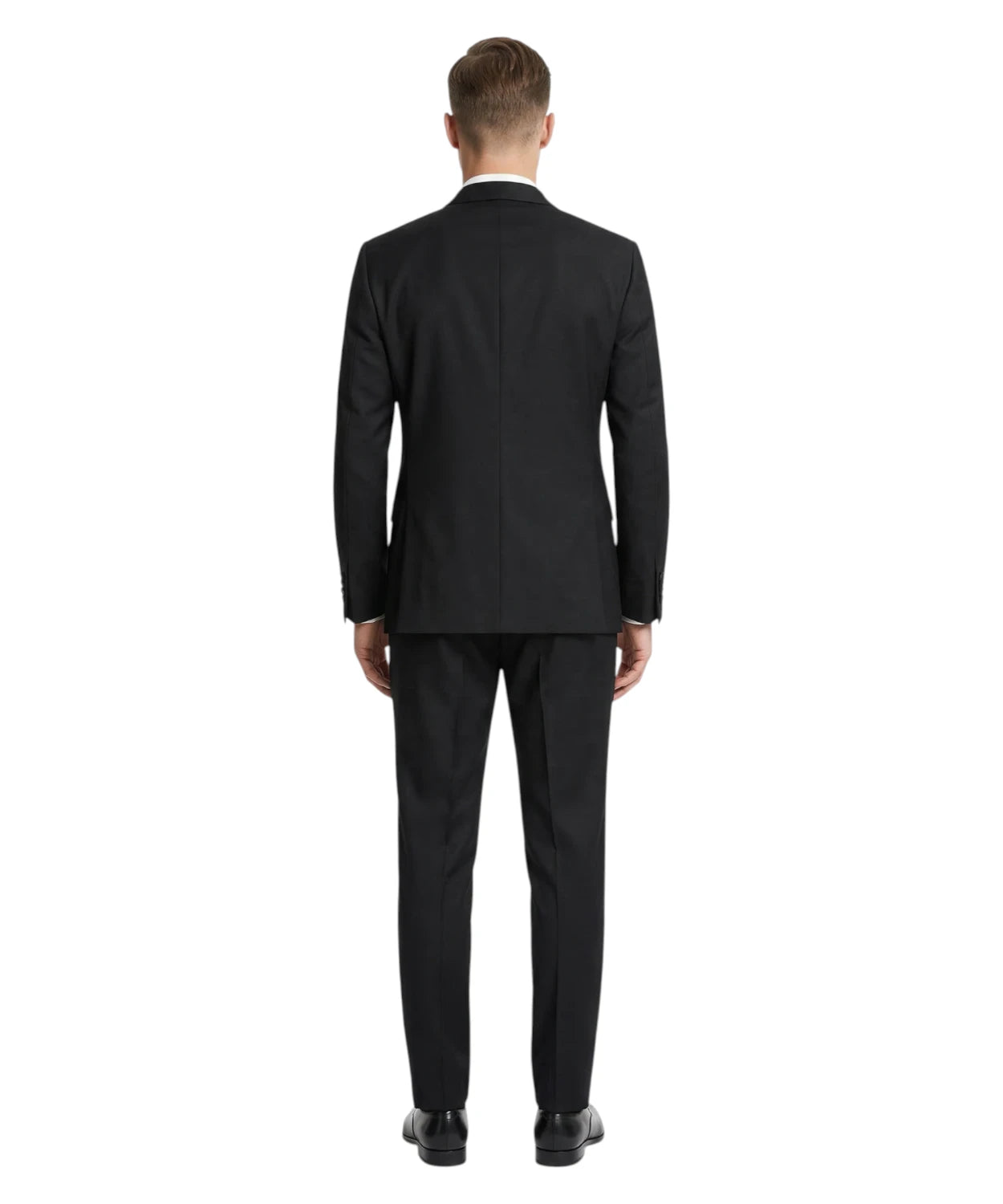 Abito Smoking Uomo Nero Collo Sciallato in Lana Stretch