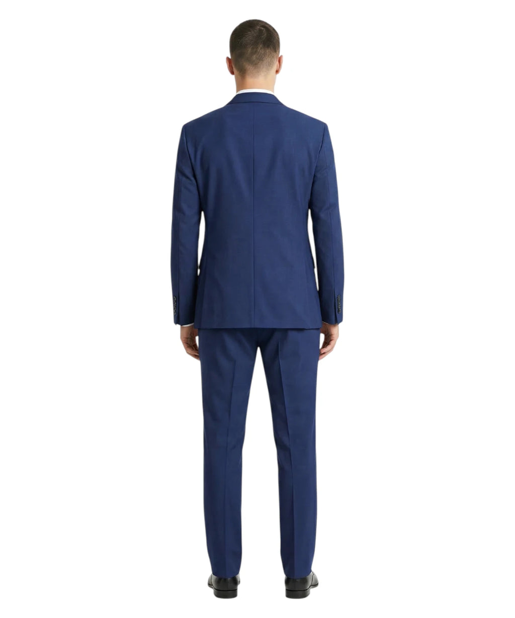 Traje Hombre Azul Doble Botonadura Stretch Elegante