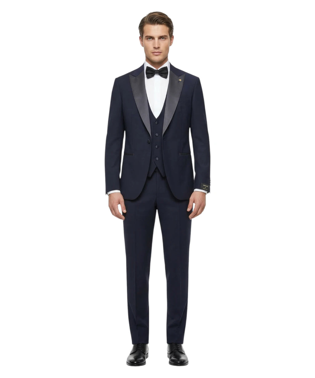 Blauw driedelig smokingpak - elegantie en comfort