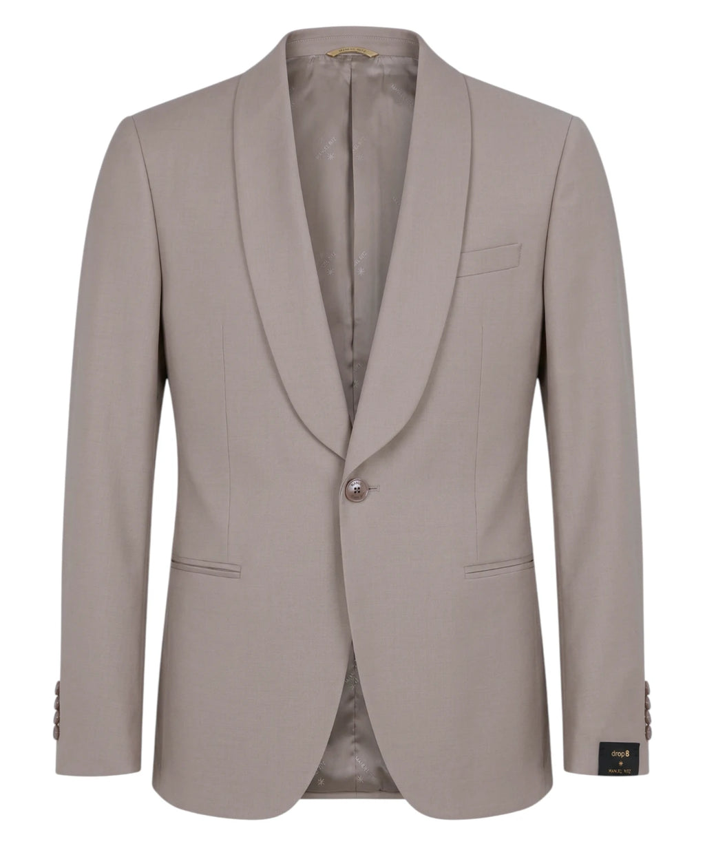 Men's Beige Cool Stretch Wool Suit by Manuel Ritz