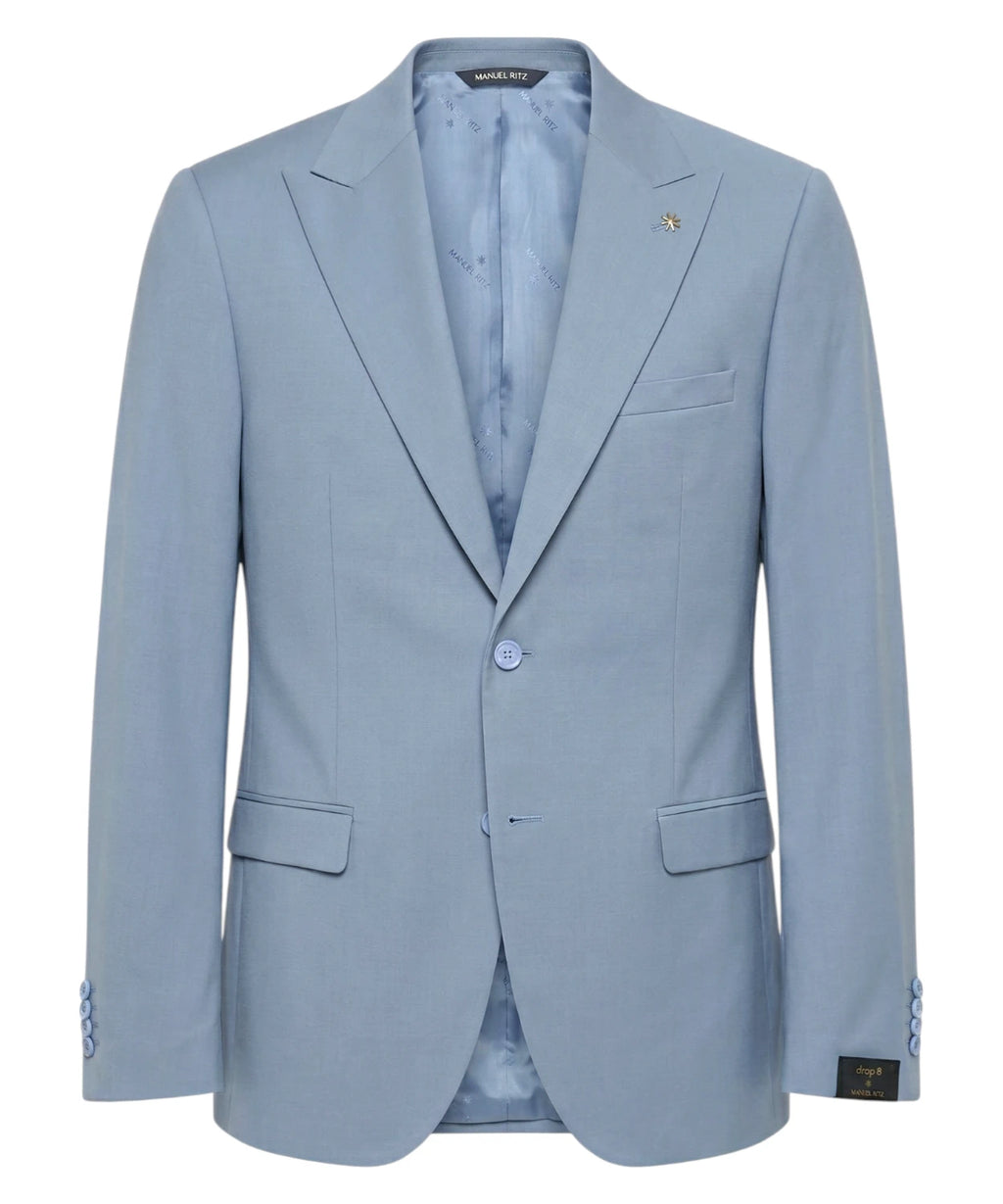 Men's Light Blue Slim Fit Stretch Fresco Wool Suit