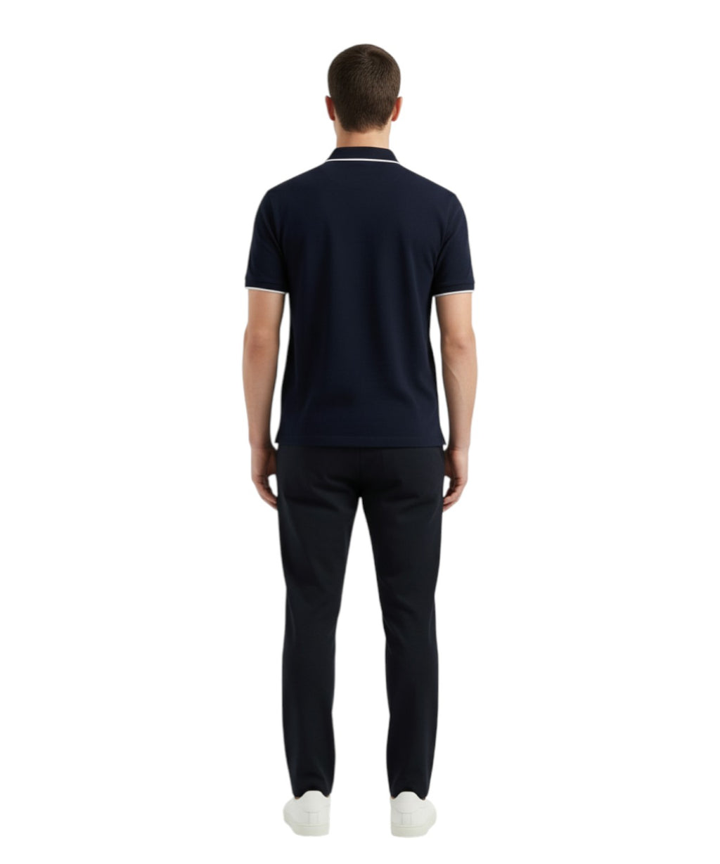 Men's Cotton Piqué Polo Shirt with V-Neck Emporio Armani