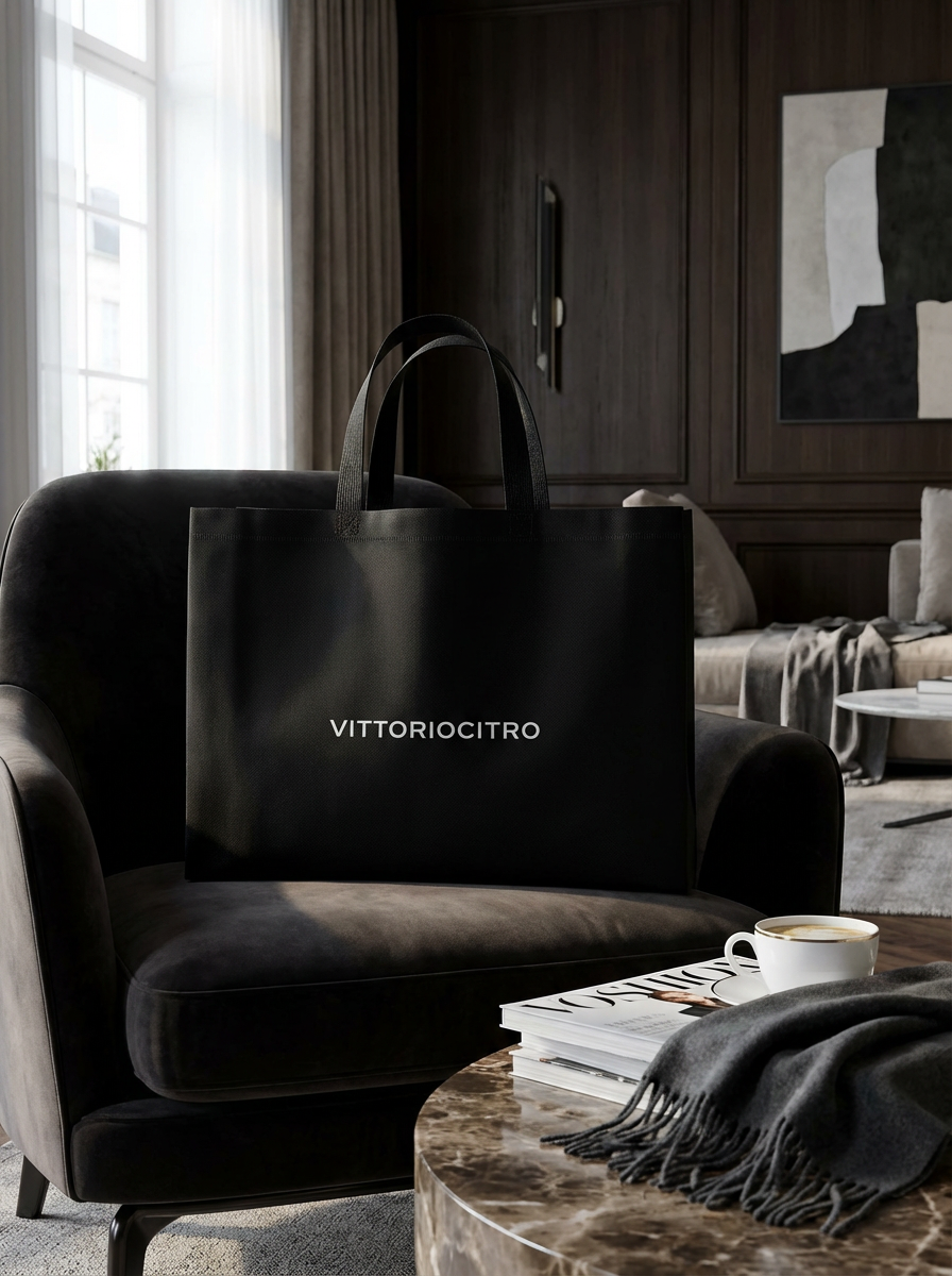Black Non-Woven Shopper Bag with Short Handles, Durable