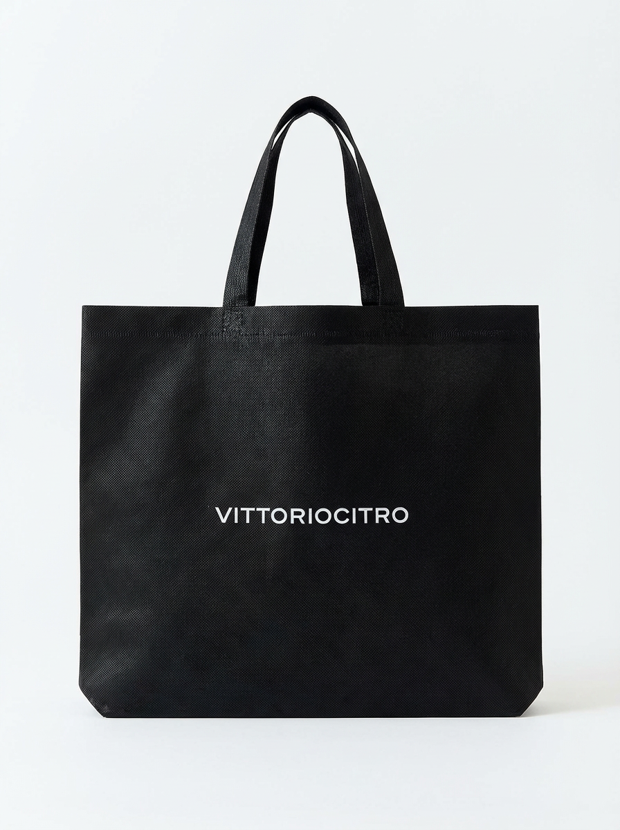 Black Non-Woven Shopper Bag with Short Handles, Durable