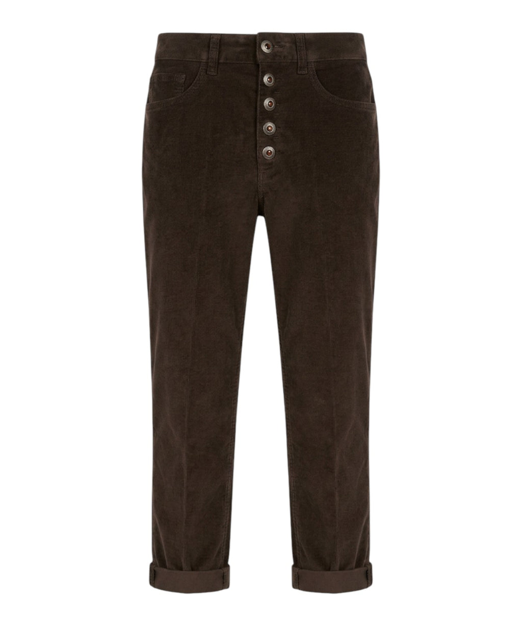 Dondup Koos Corduroy Trousers with Button Placket