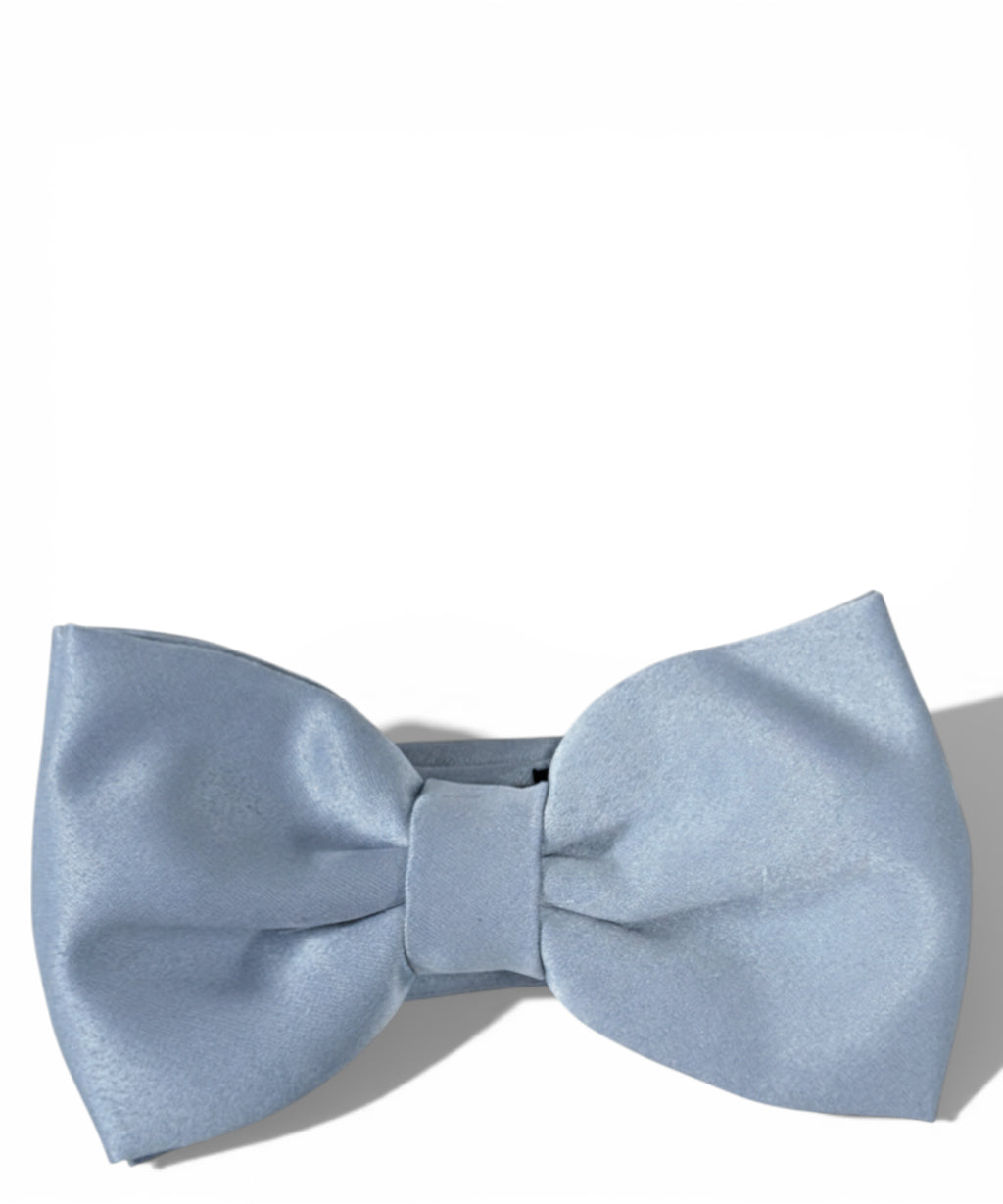 Classic Adjustable Blue Satin Bow Tie for Elegant Occasions