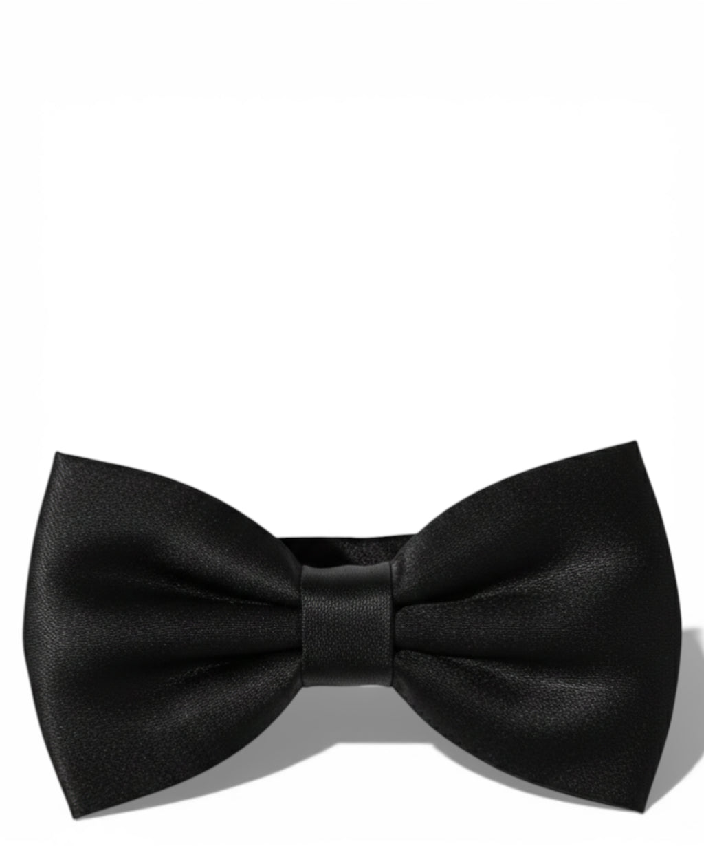 Classic Black Adjustable Satin Bow Tie for Men