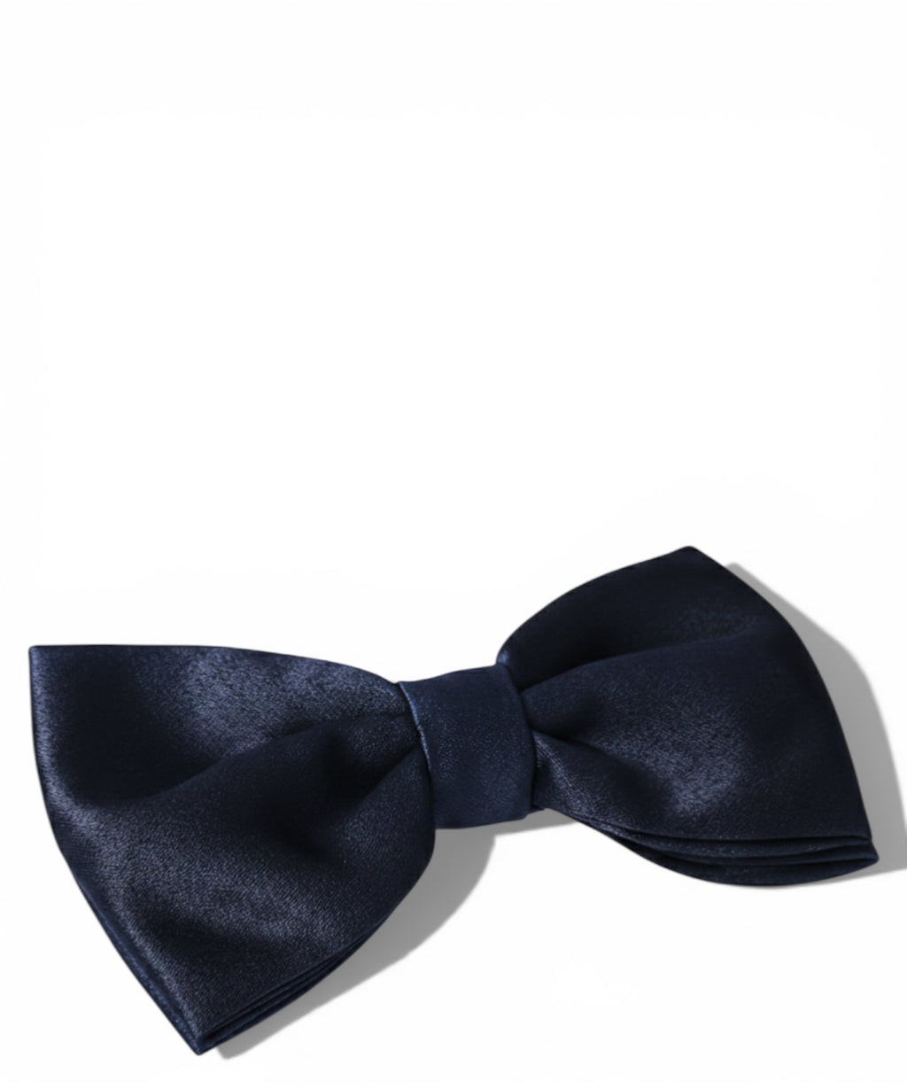 Classic Adjustable Blue Satin Bow Tie for Elegant Occasions