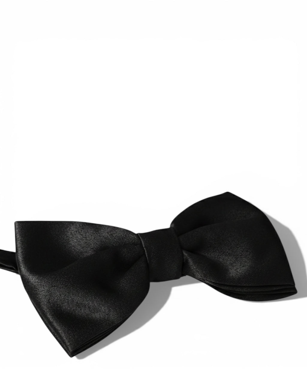 Classic Black Adjustable Satin Bow Tie for Men