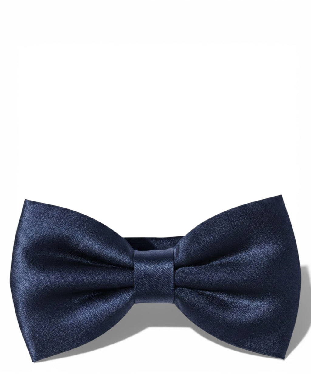 Classic Adjustable Blue Satin Bow Tie for Elegant Occasions