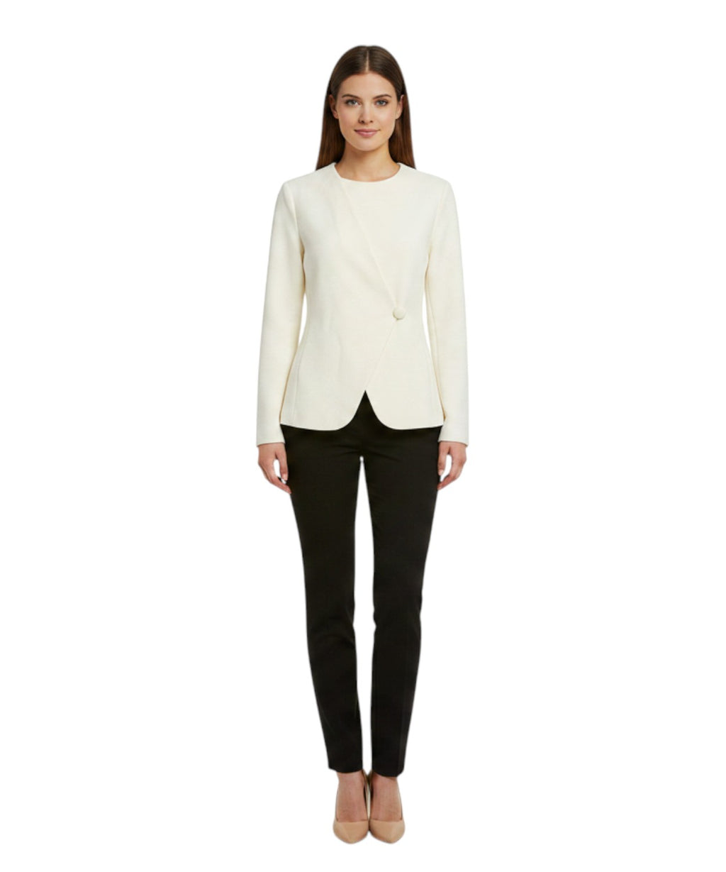 Damesjack van ottomaanse jersey met asymmetrische sluiting