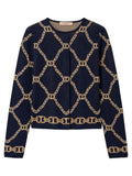 Giacca in maglia jacquard con catene-Twinset-Maglieria-Vittorio Citro Boutique