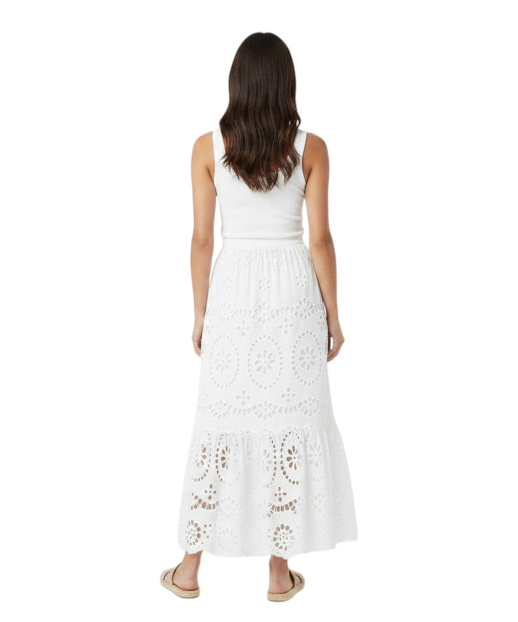 Cotton Sangallo Skirt with Ruffles for Summer Looks