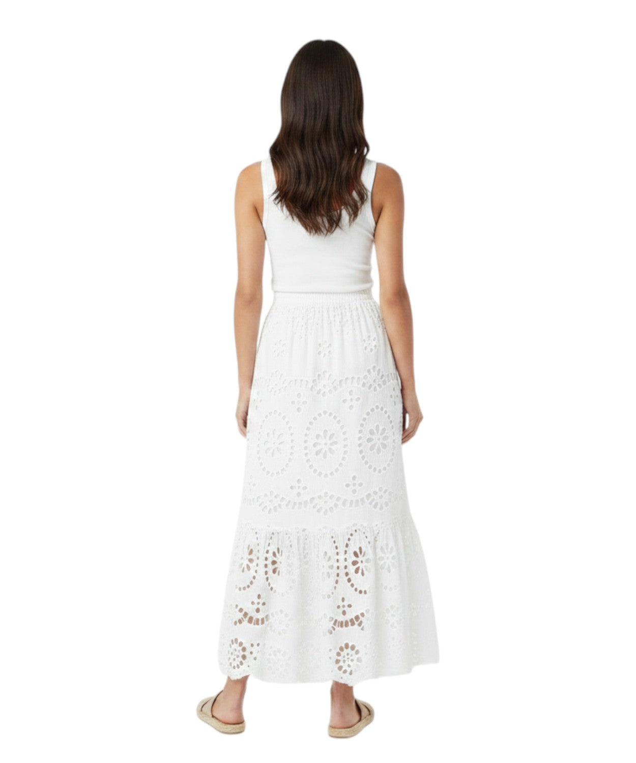 Cotton Sangallo Skirt with Ruffles for Summer Looks