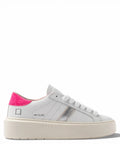 D.A.T.E. Hill Low Platform Sneakers in White Fuchsia